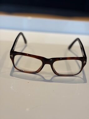 Tom Ford Brown Tortoiseshell Rectangular Glasses